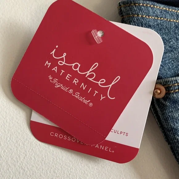 Isabel Maternity Shorts Size 8 Blue Jean Maternity Shorts Crossover Panel NWT - Picture 7 of 12